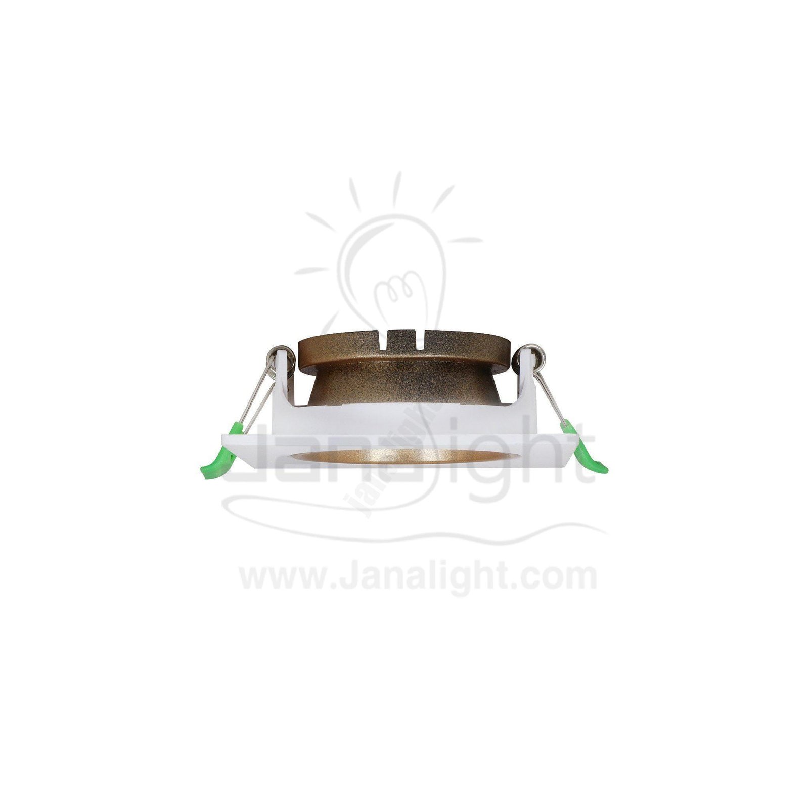 سبوت لايت فارغ متحرك مربع بلاستك ابيض ذهبي مط جنى لايت JN404 single square matt white & gold Spotlight frame